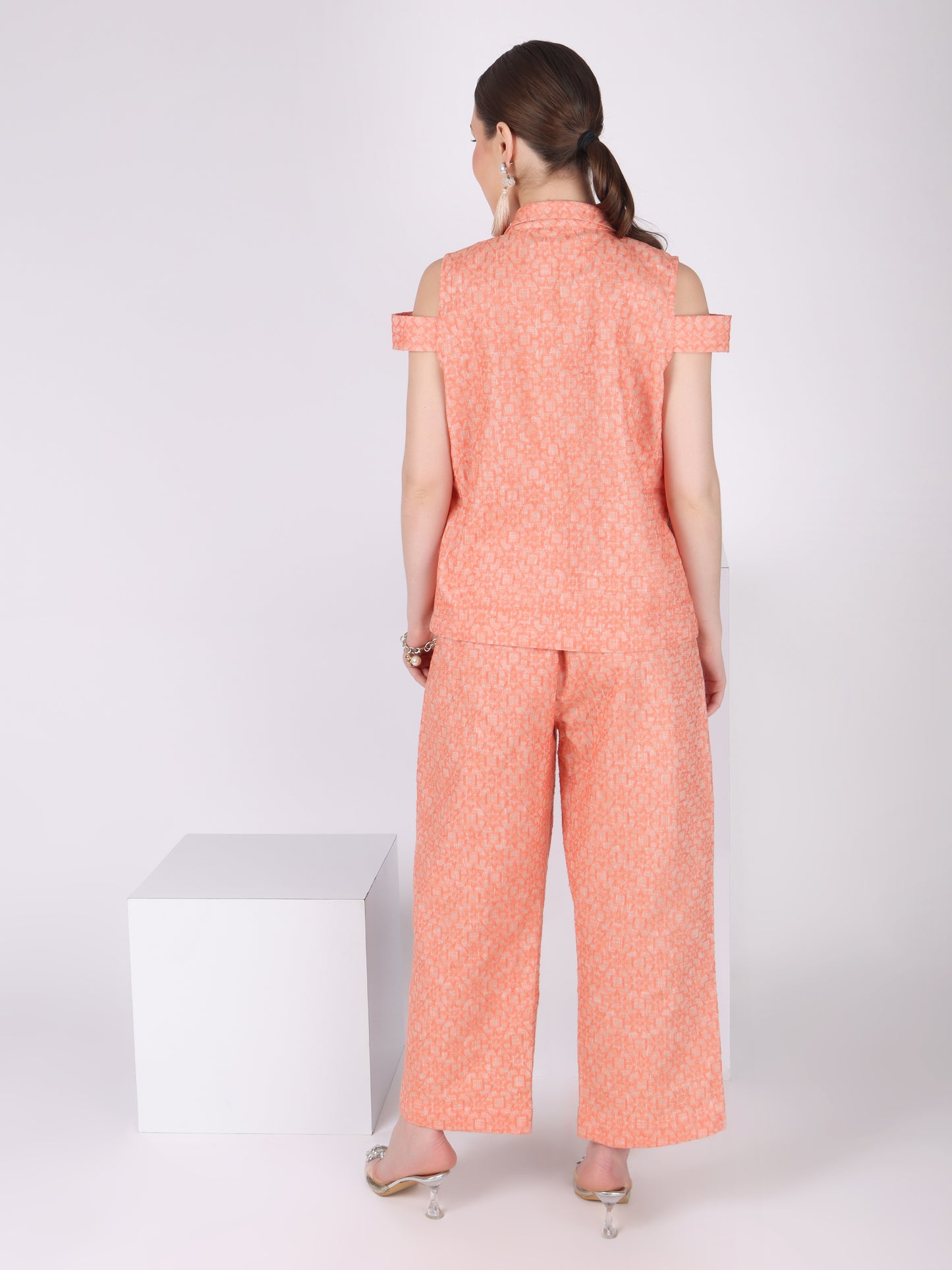 Off shoulder Orange Co-Ord Set