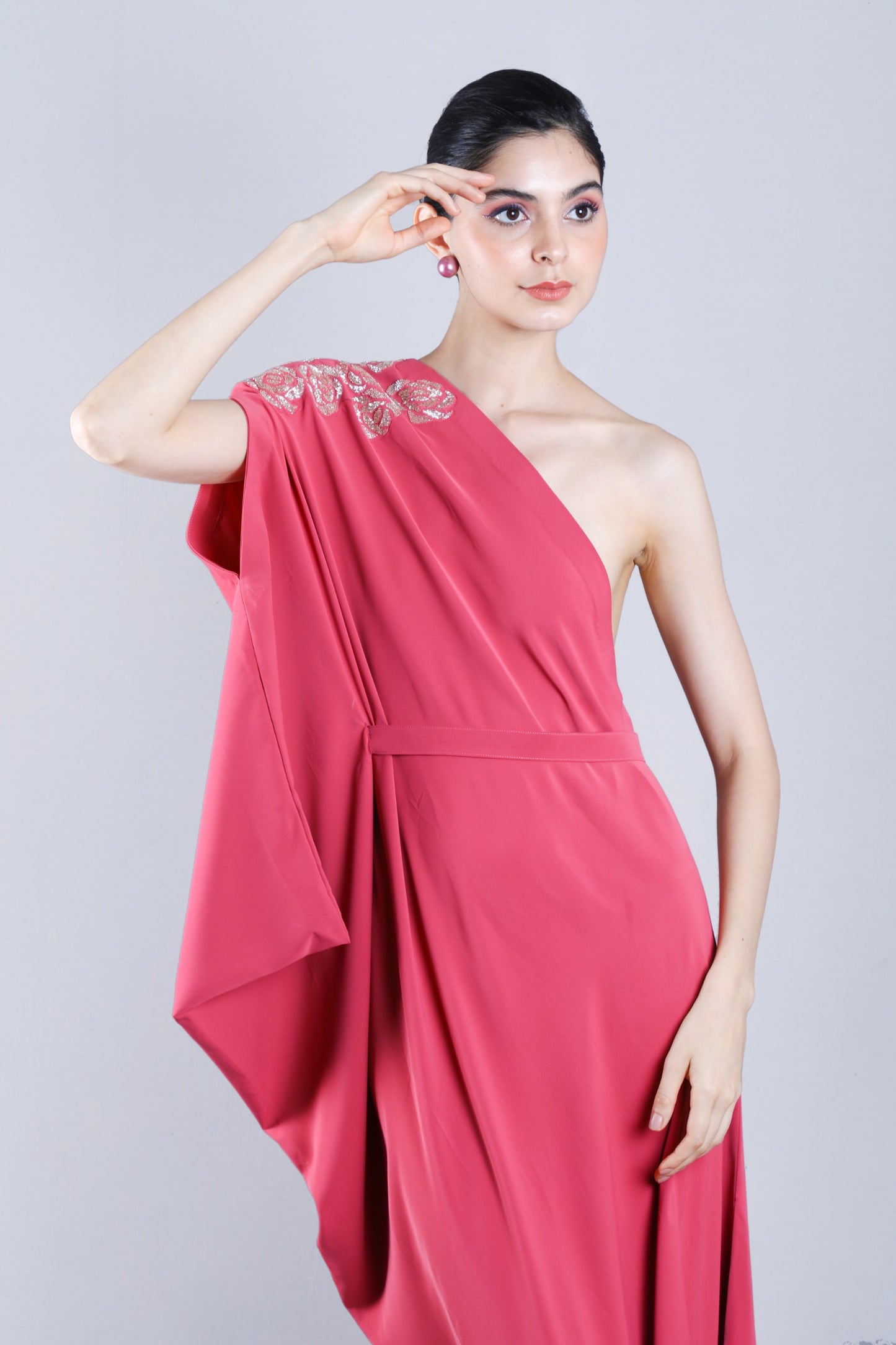 Motifiq's off shoulder drape dress for women