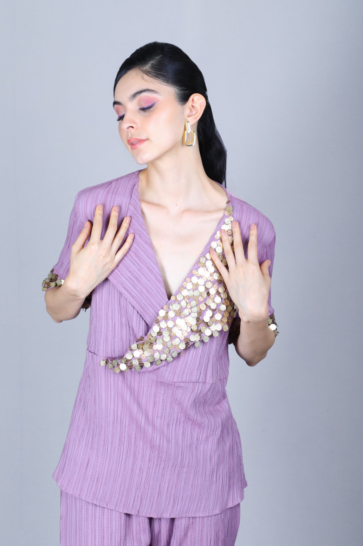 Motifiq coin embroidered collar coord set