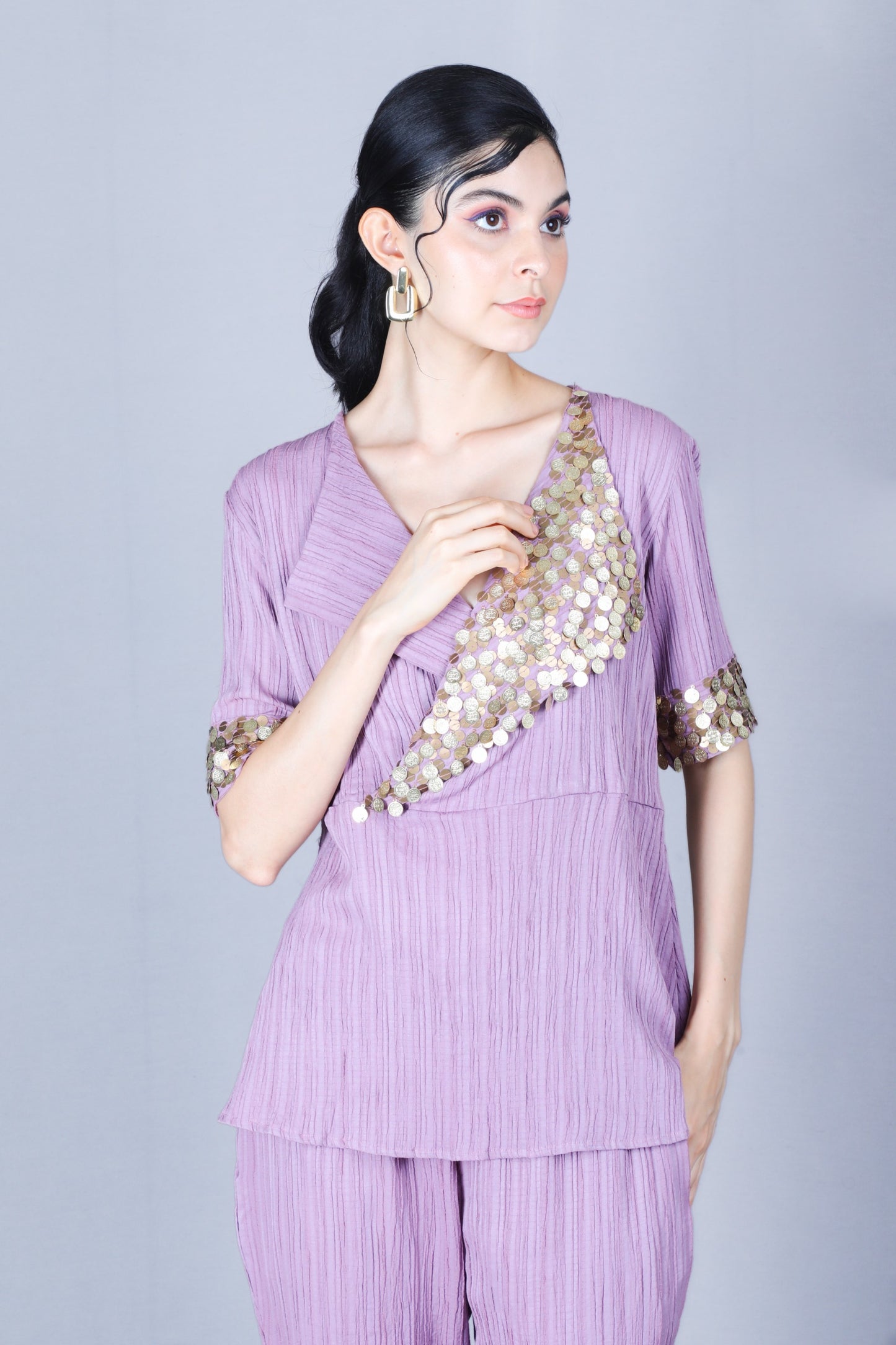 Motifiq coin embroidered collar coord set