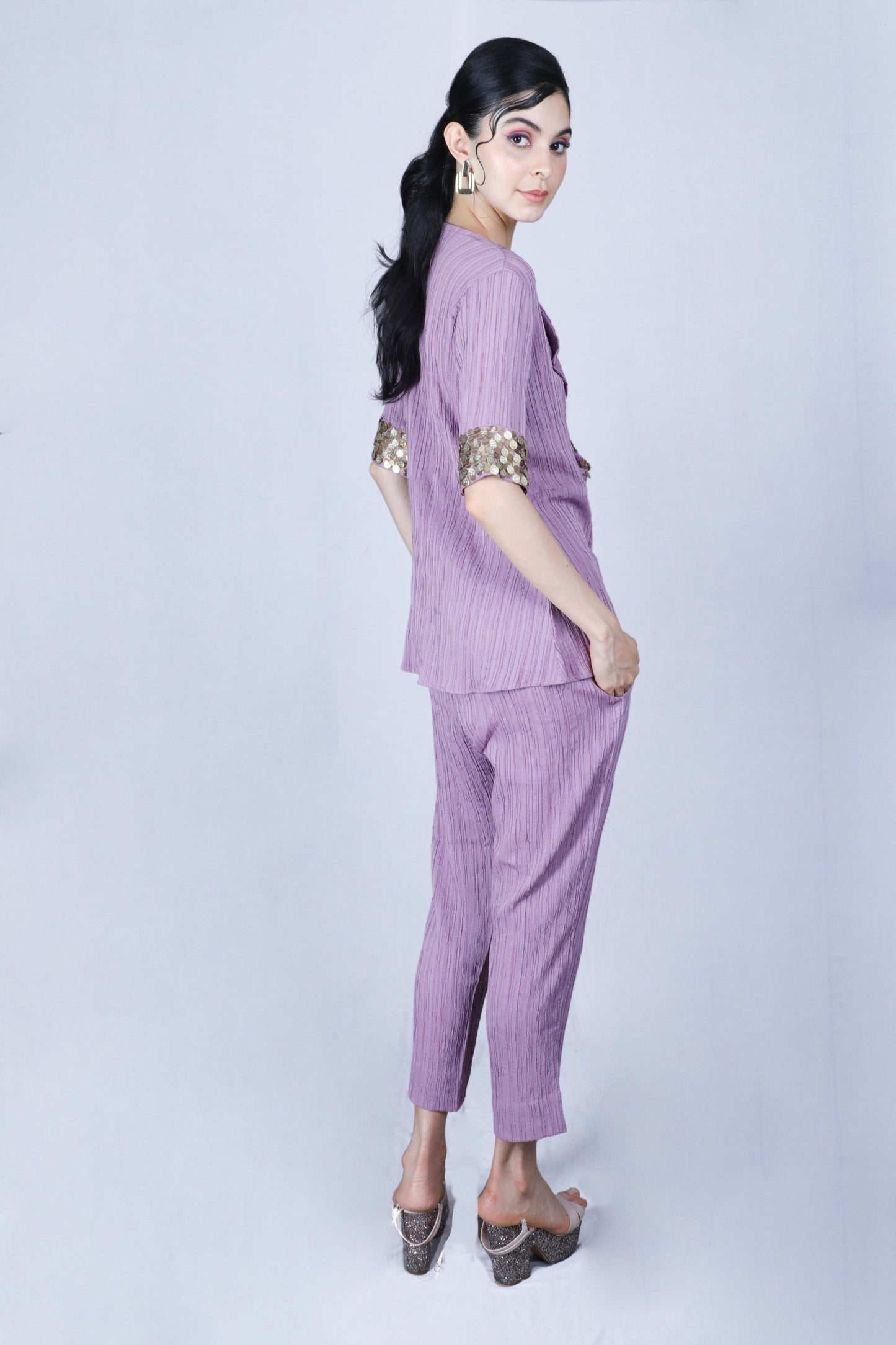 Motifiq coin embroidered collar coord set