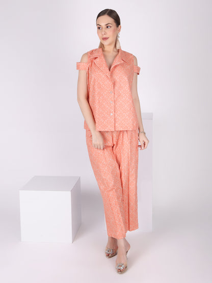 Off shoulder Orange Co-Ord Set