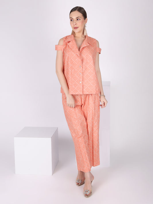 Off shoulder Orange Co-Ord Set