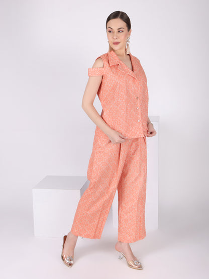 Off shoulder Orange Co-Ord Set