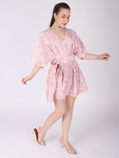 Short Pink Bow Dress