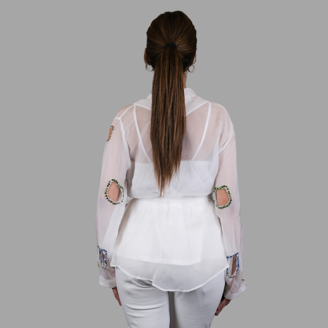 Ivory Cutwork Cape With Belt