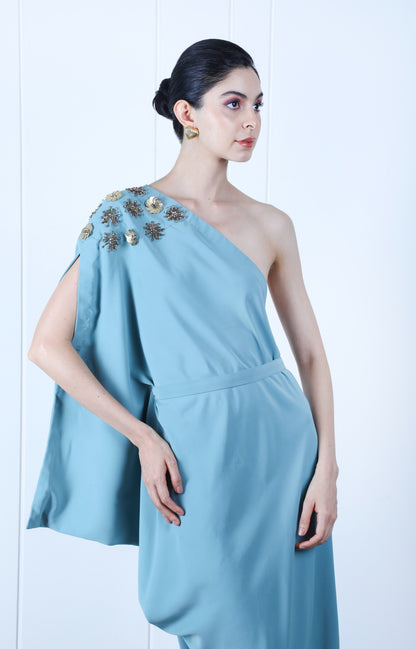 Motifiq's floral drape dress with belt for Women